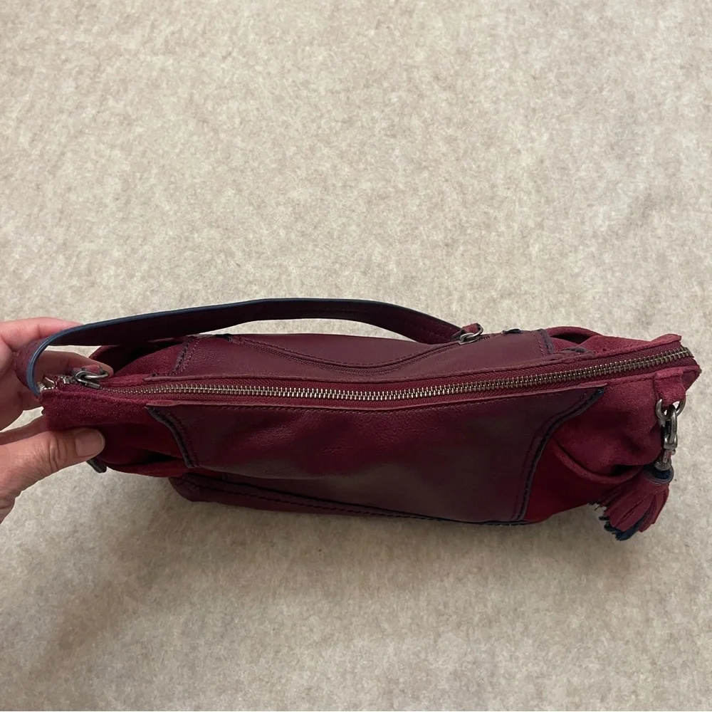 The Sak Marrón Soft Leather and Suede Hobo Zip Shoulder Handbag Purse